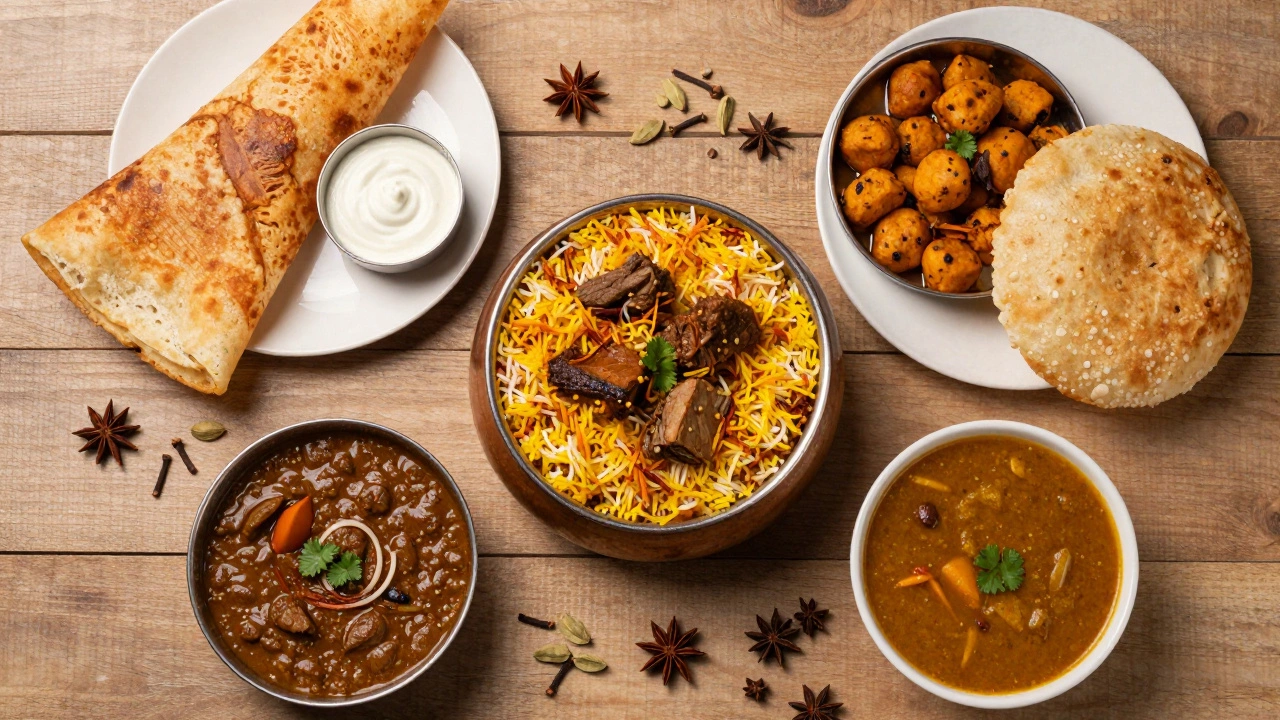 Variety of iconic Indian dishes including Biryani and Dosa